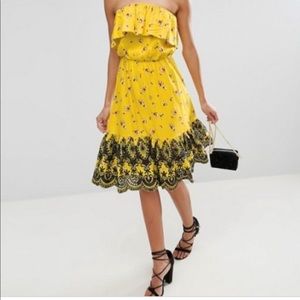 Cute yellow floral Embroidered ASOS dress.